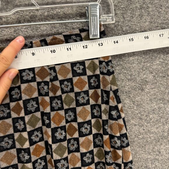 Express Skirt Women 1/2 Black Plaid Maxi Long Zipper High Rise Lined Rayon - Picture 3 of 7